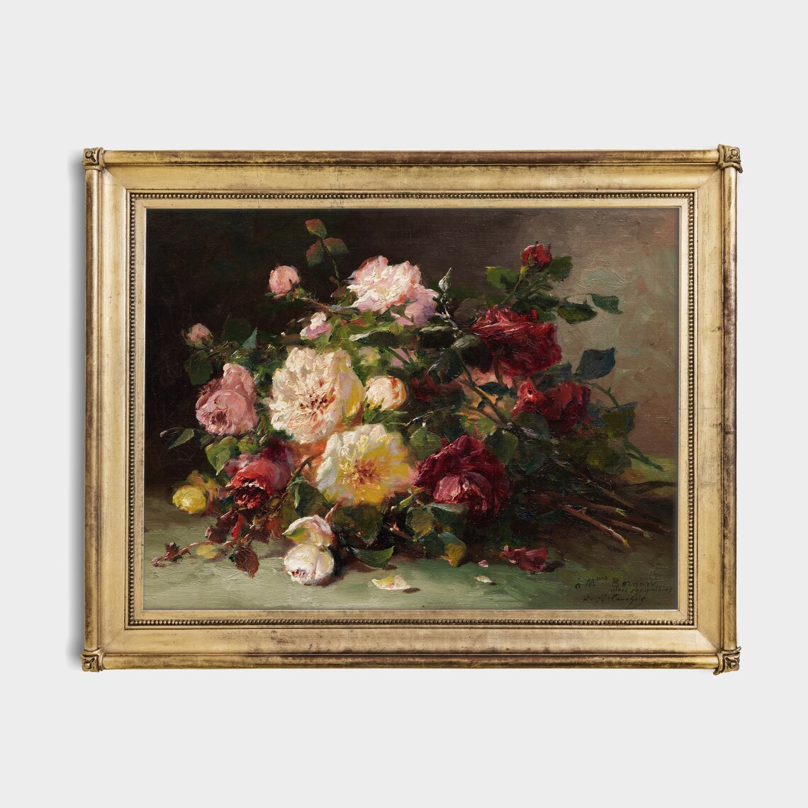 Vintage Roses Moody Rustic Floral Poster - Image 2
