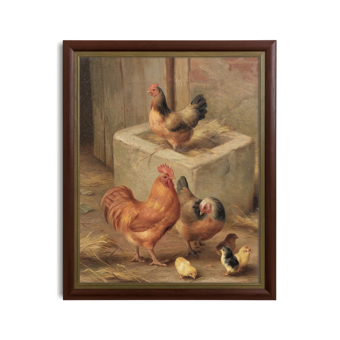 Vintage Chickens in a Barn, Farmhouse Art Print - Image 3