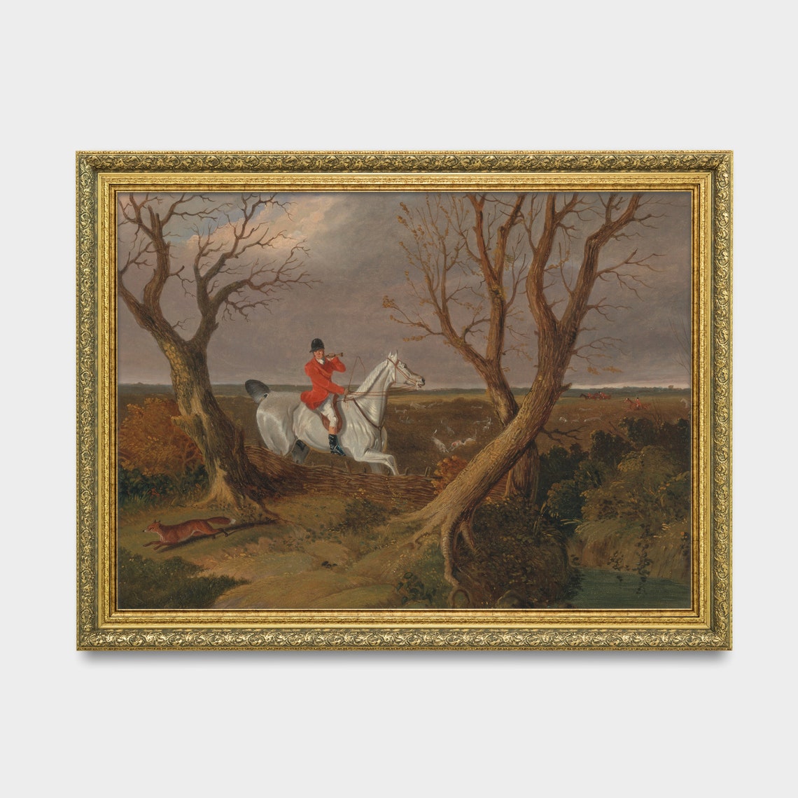 Fox Hunt With a Huntsman Blowing the Horn Vintage Sporting Poster - Image 3
