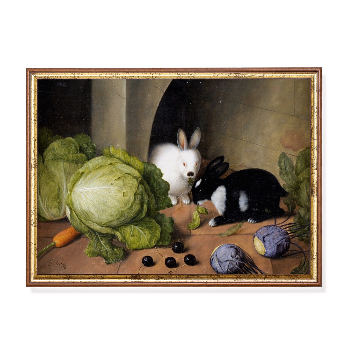 Mailed Vintage Rabbit Painting, Rustic Farmhouse Art Print