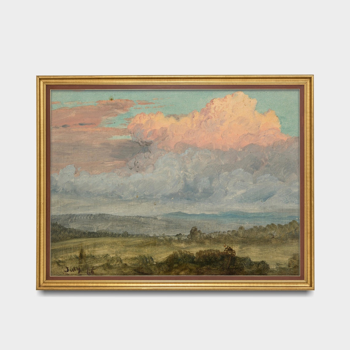 Towering Summer Storm Cloud Over Green Hills Vintage Landscape Poster - Image 3