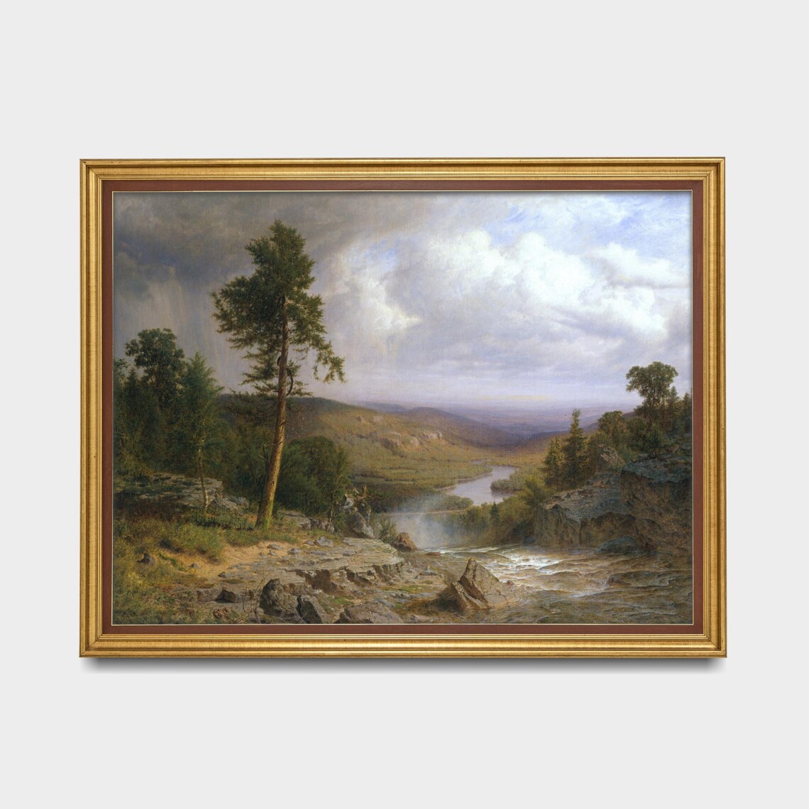 Towering Pine Tree Above Rocky Falls Vintage Wilderness Poster - Image 5