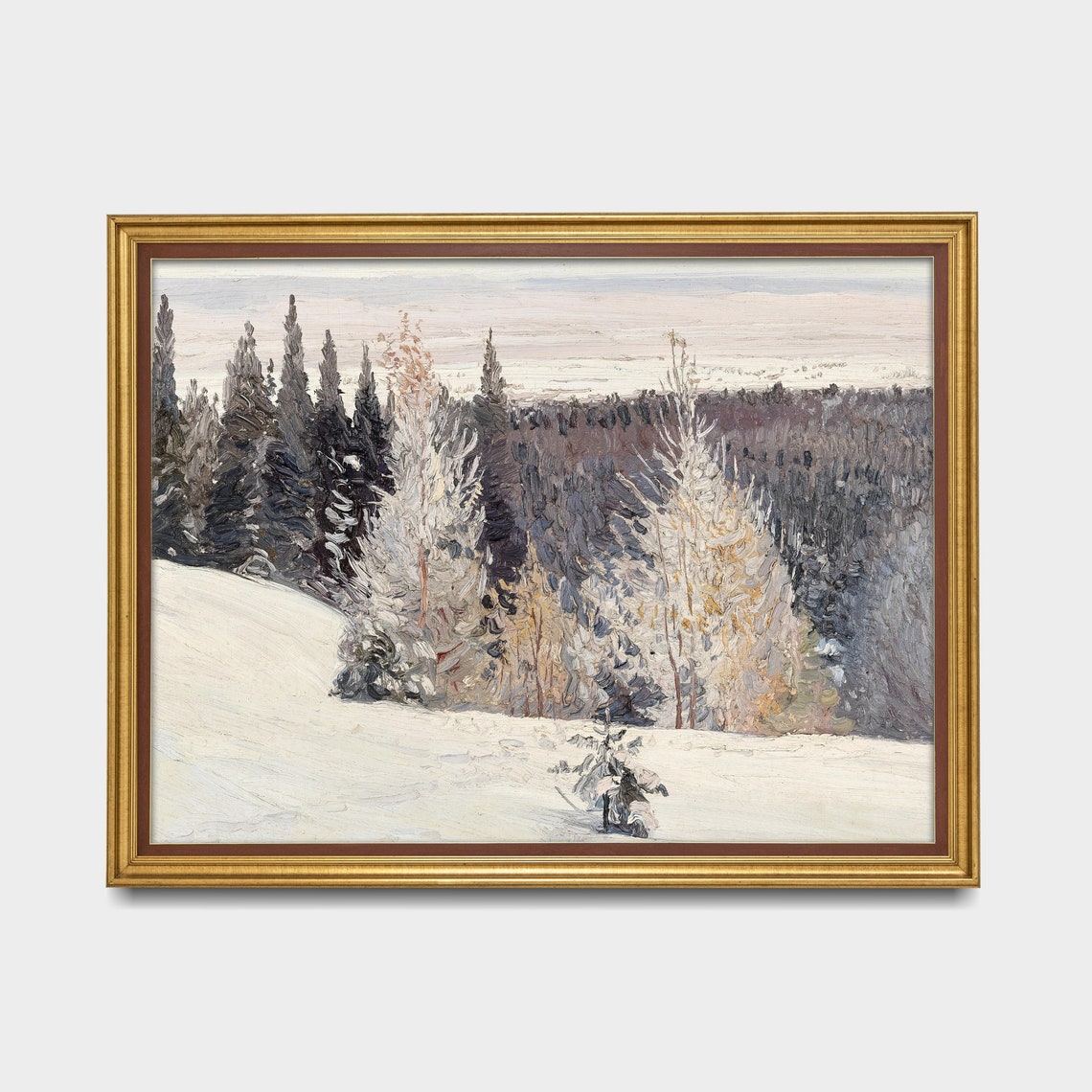 Frosted Pine Forest Hillside Softly Glowing at Winter Dawn Poster - Image 3