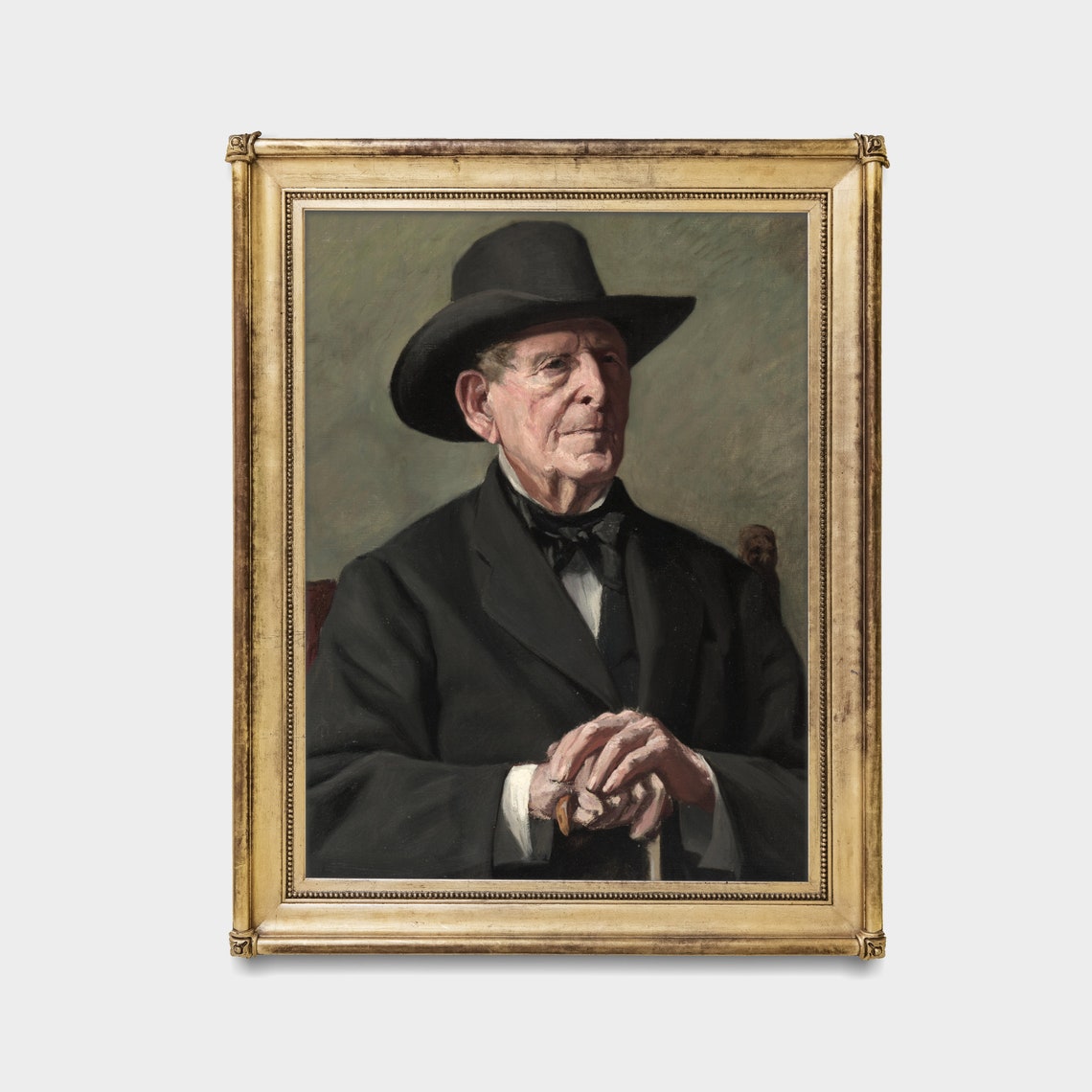 Vintage Old Gentleman Portrait Black Hat Antique Dignified Wall Art - Image 3
