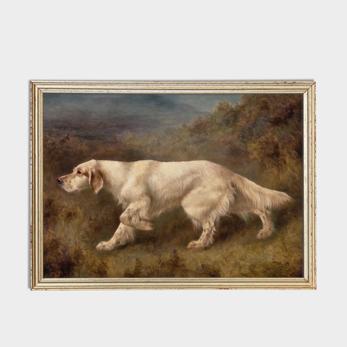 Vintage Dog Painting Antique Animal Print, Rustic - Image 2