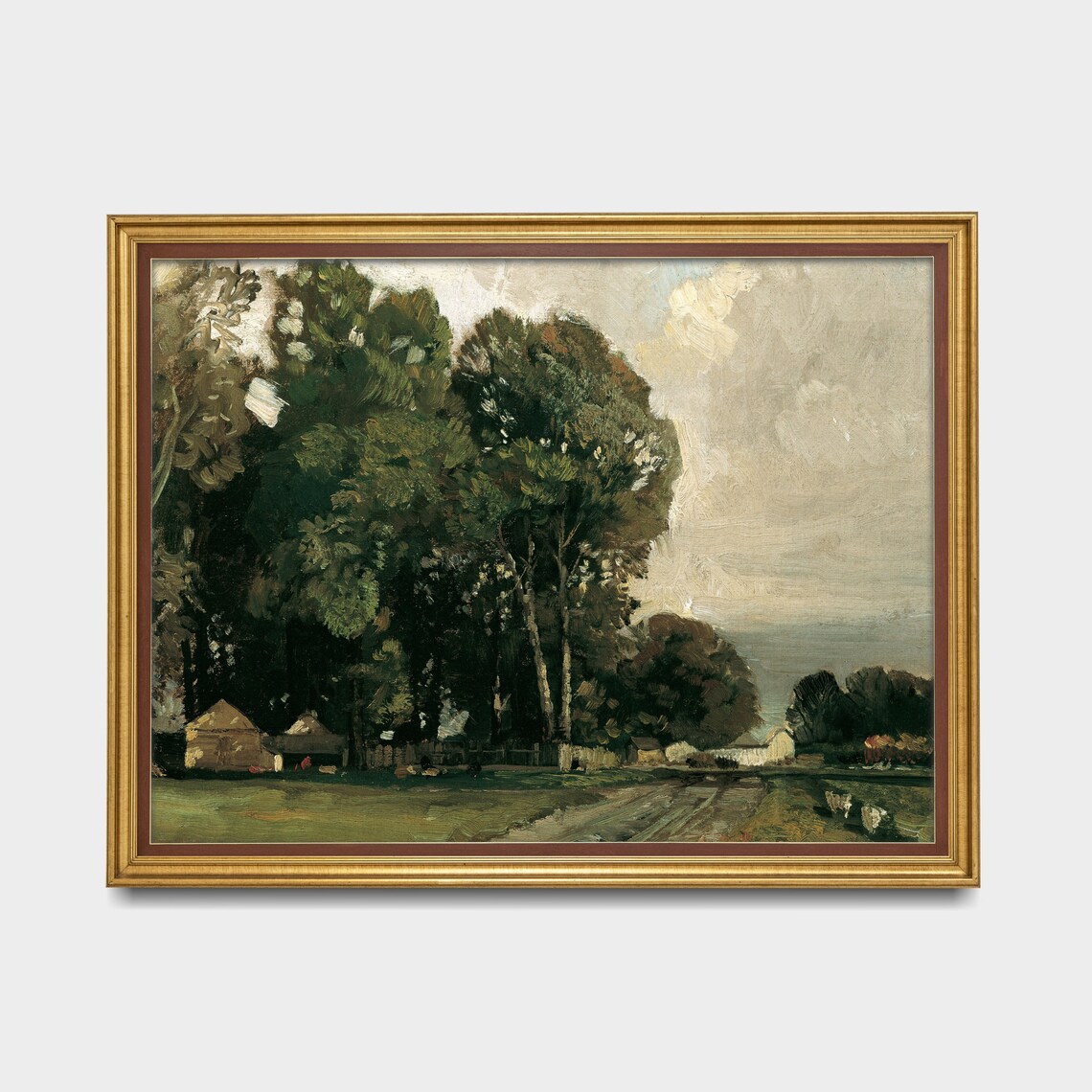Tall Trees Country Road Farm Cottages Vintage Countryside Oil Poster - Image 4