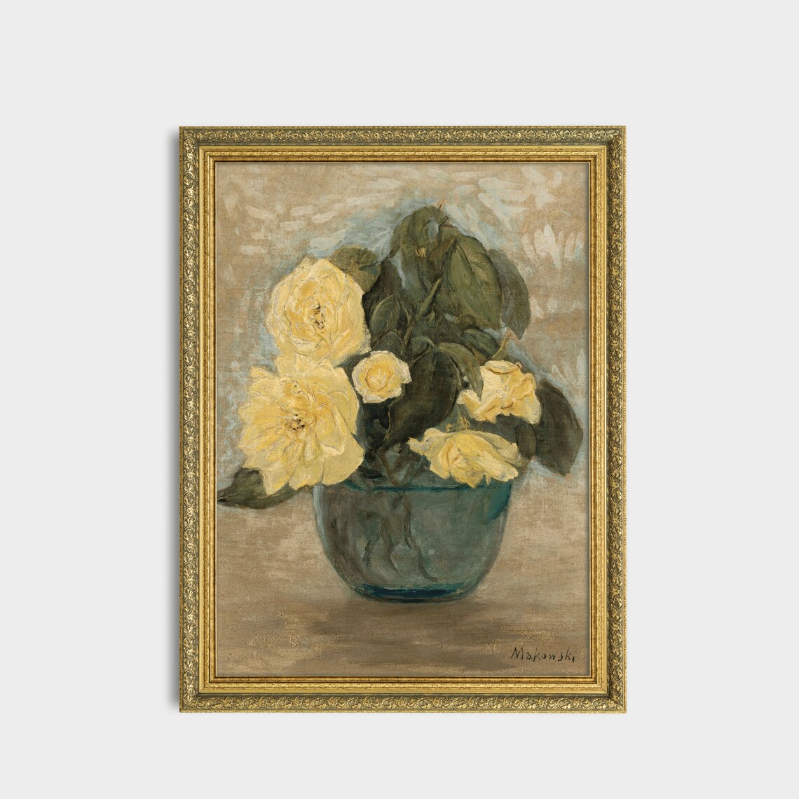 Vintage Still Life With Yellow Roses Art Print - Image 3