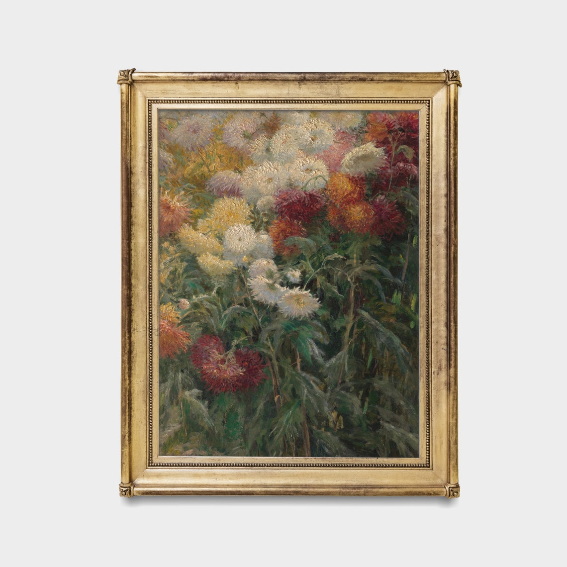 White and Red Chrysanthemums Impressionist Floral Still Life Poster - Image 2