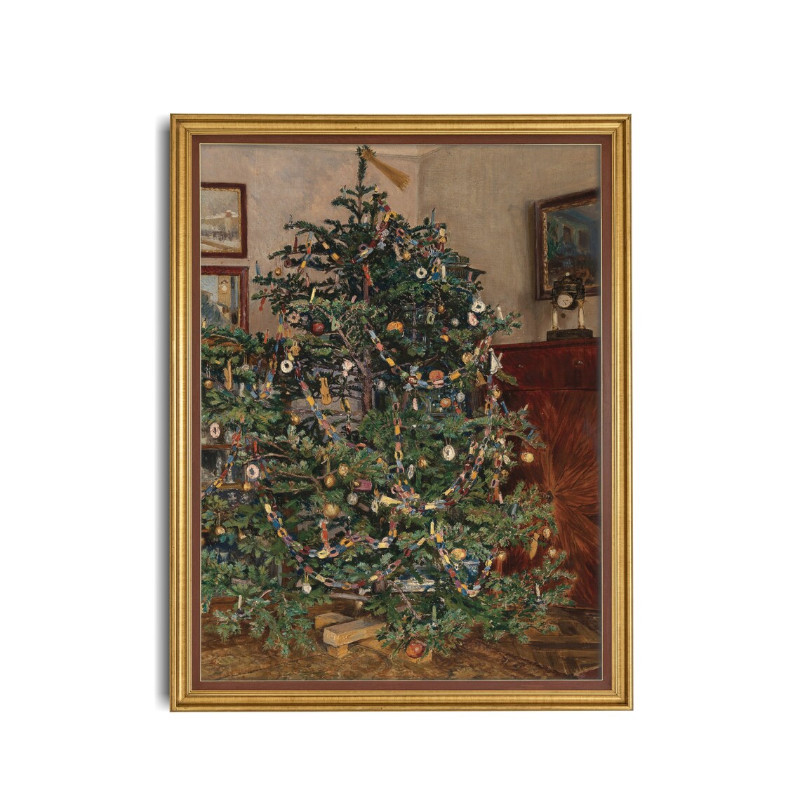 Vintage Christmas Tree Painting, Christmas Eve Art Print - Image 3