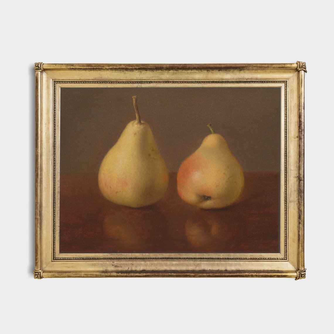Two Ripe Pears on Wooden Table Antique Minimal Still Life Poster - Image 4