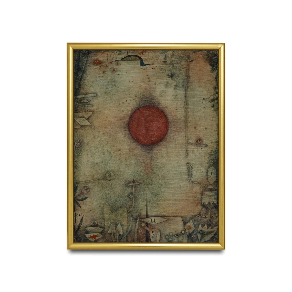 Glowing Red Sun Floating Over a Dreamlike Landscape Abstract Poster - Image 2