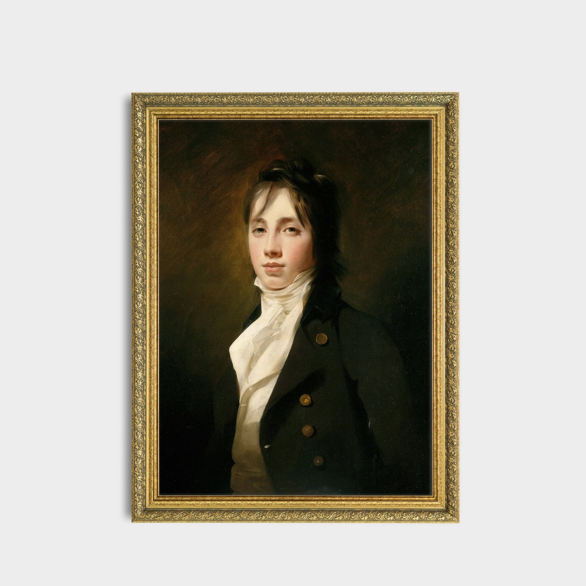 Young Gentleman With White Cravat Dark Romantic Portrait Poster - Image 3