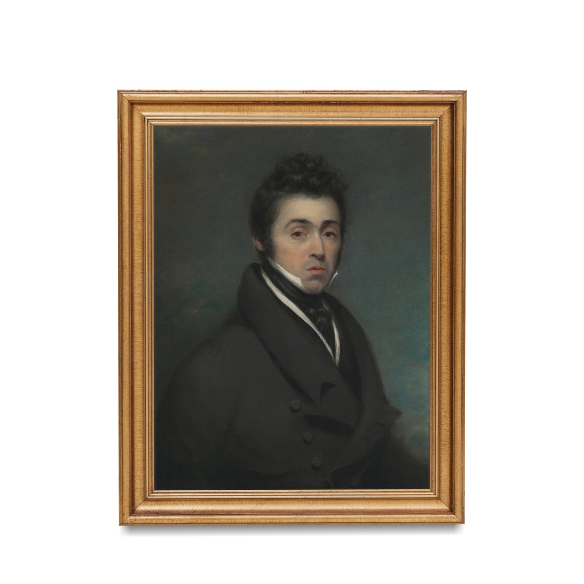 Regency Gentleman in Black Coat Dark Moody Vintage Portrait Poster - Image 2