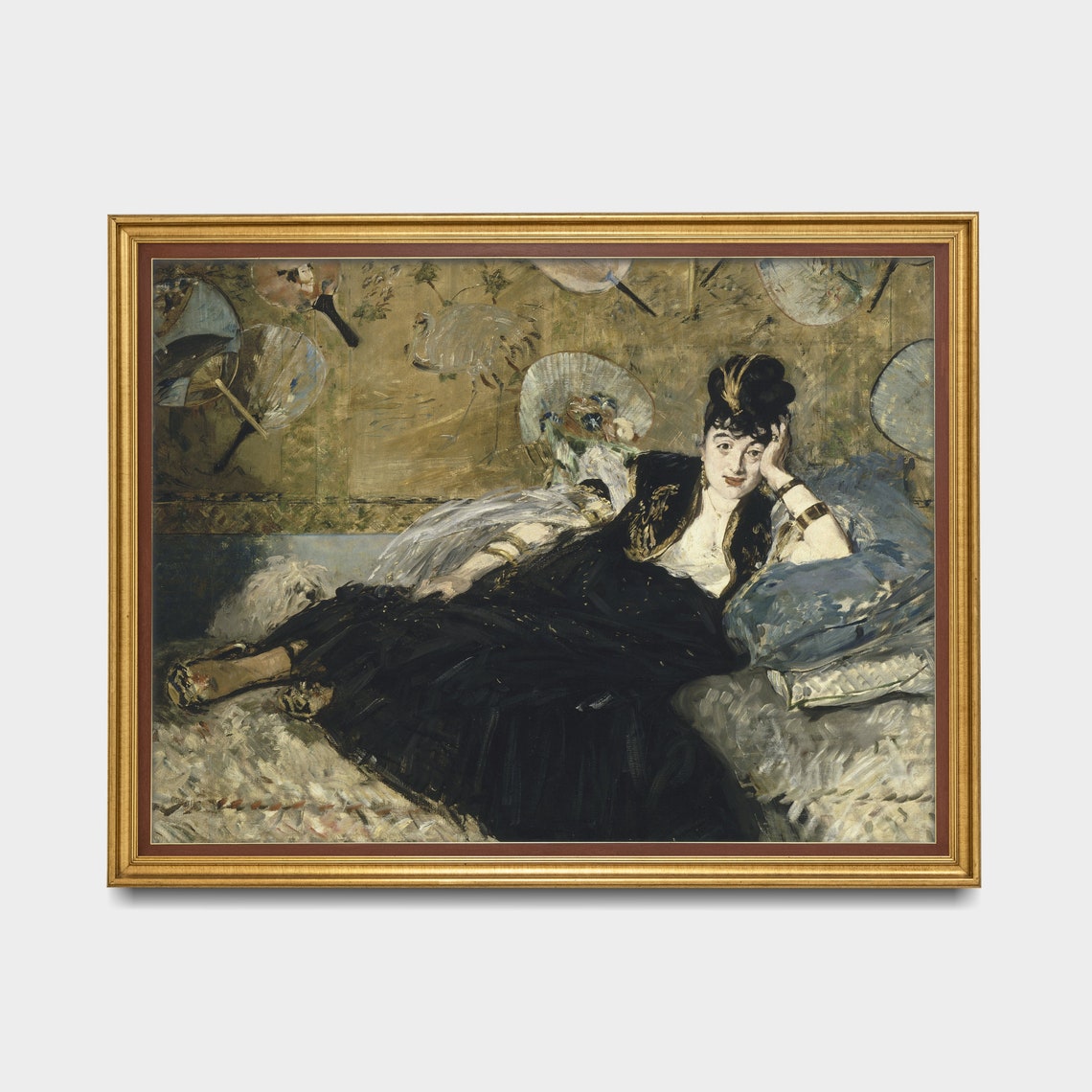 Reclining Woman With Fans by Edouard Manet Classic Art Poster - Image 5