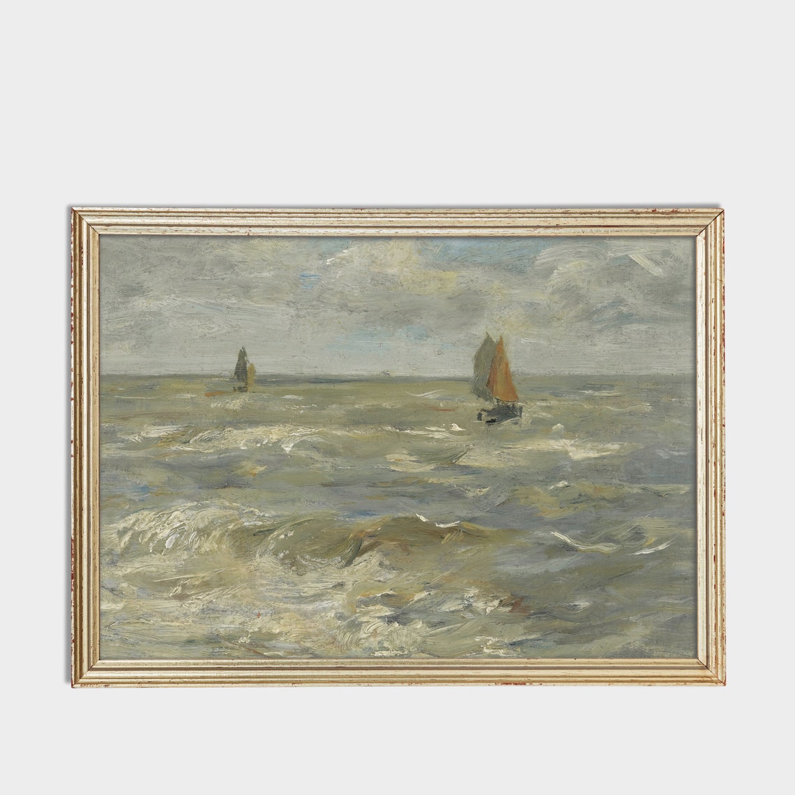 Printed And Shipped Vintage Sailing Ship Painting Antique Seascape Print Moody Rustic Ocean Beach Nautical Decor Physical Prints - Image 3