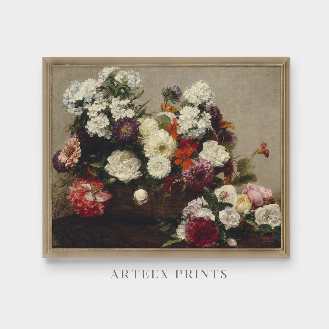 Vintage Garden Bouquet Floral Still Life Oil Painting Poster - Image 4