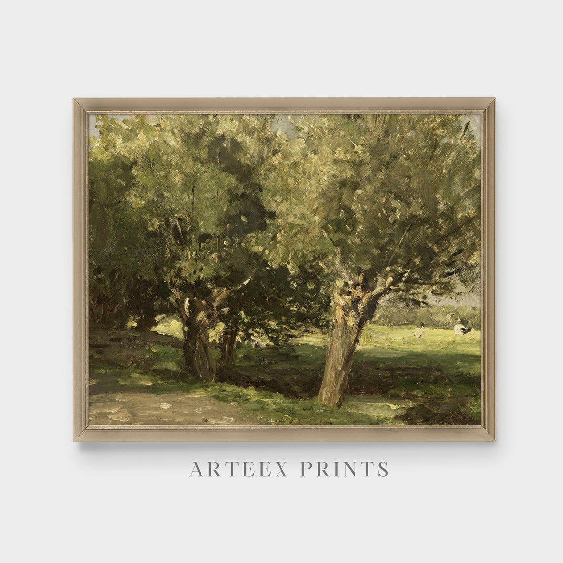 Old Willow Trees Over Sunlit Meadow Vintage Spring Landscape Poster - Image 4
