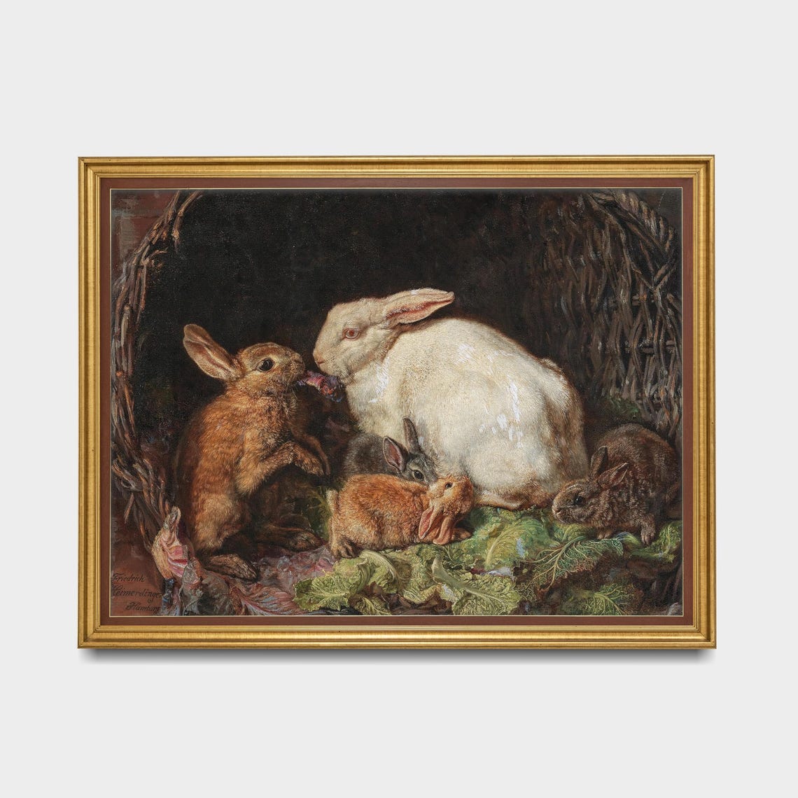 Printed And Shipped Vintage Hare Print Antique Animal Print Animal Lover Gift Farmhouse Decor Physical Prints Family Of Hares - Image 5