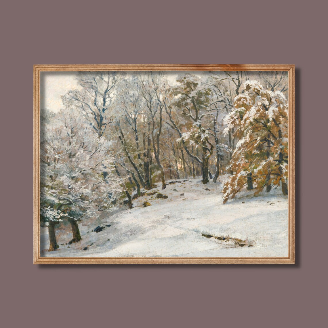 Vintage Winter Snowy Landscape, Christmas Poster Print - Image 3