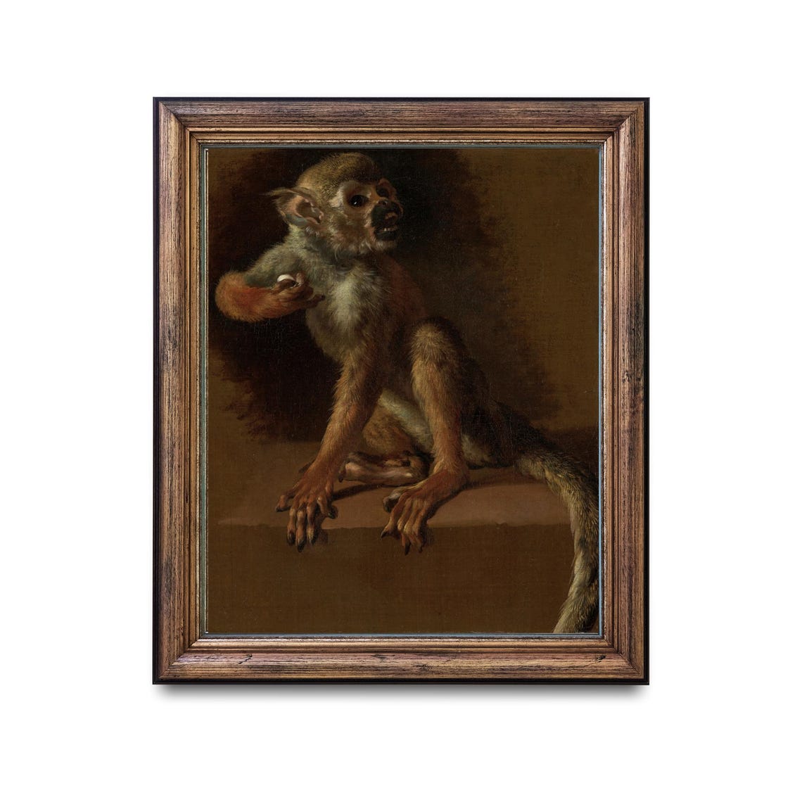 Seated Monkey Portrait Dark Moody Vintage Animal Portrait Poster - Image 2