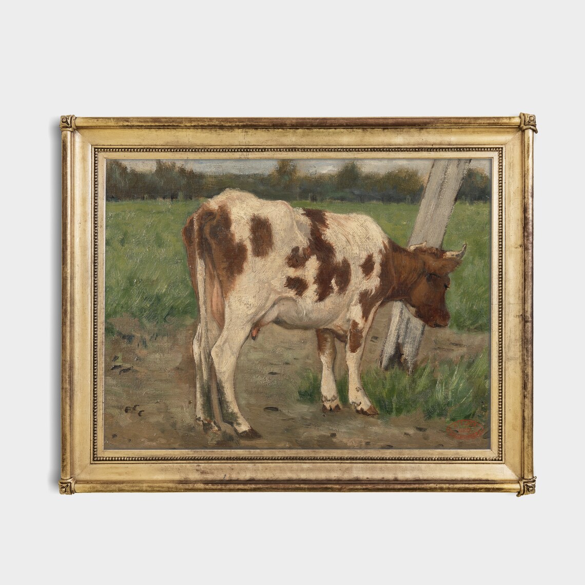 Vintage Cow Painting Antique Animal Print Wall Art Country Farmhouse Decor Animal Lover Gift Fine Art - Image 3