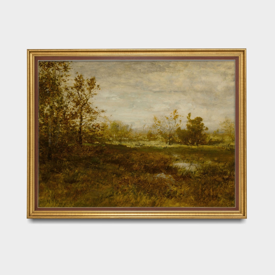 Open Marsh Meadow with a Still Reflecting Pool in Vintage Tones Poster - Image 3