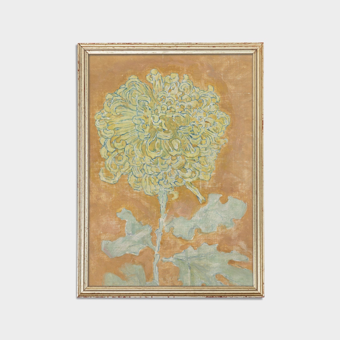 Golden Chrysanthemum On Ochre Vintage Japanese Style Floral Poster - Image 3