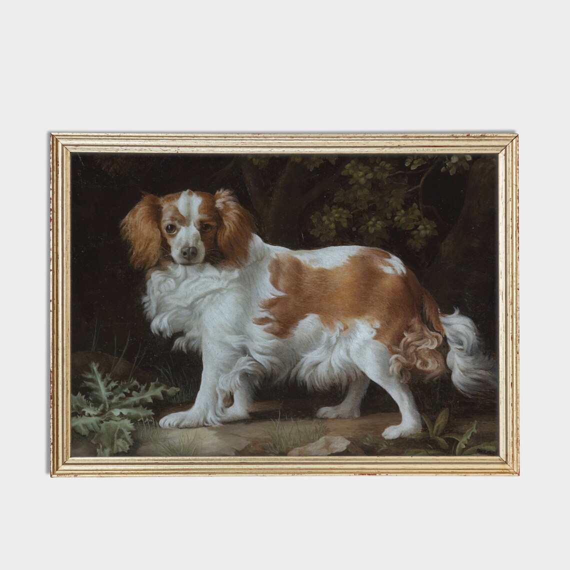 Cavalier Spaniel Standing Portrait Vintage Dog Painting Poster - Image 2