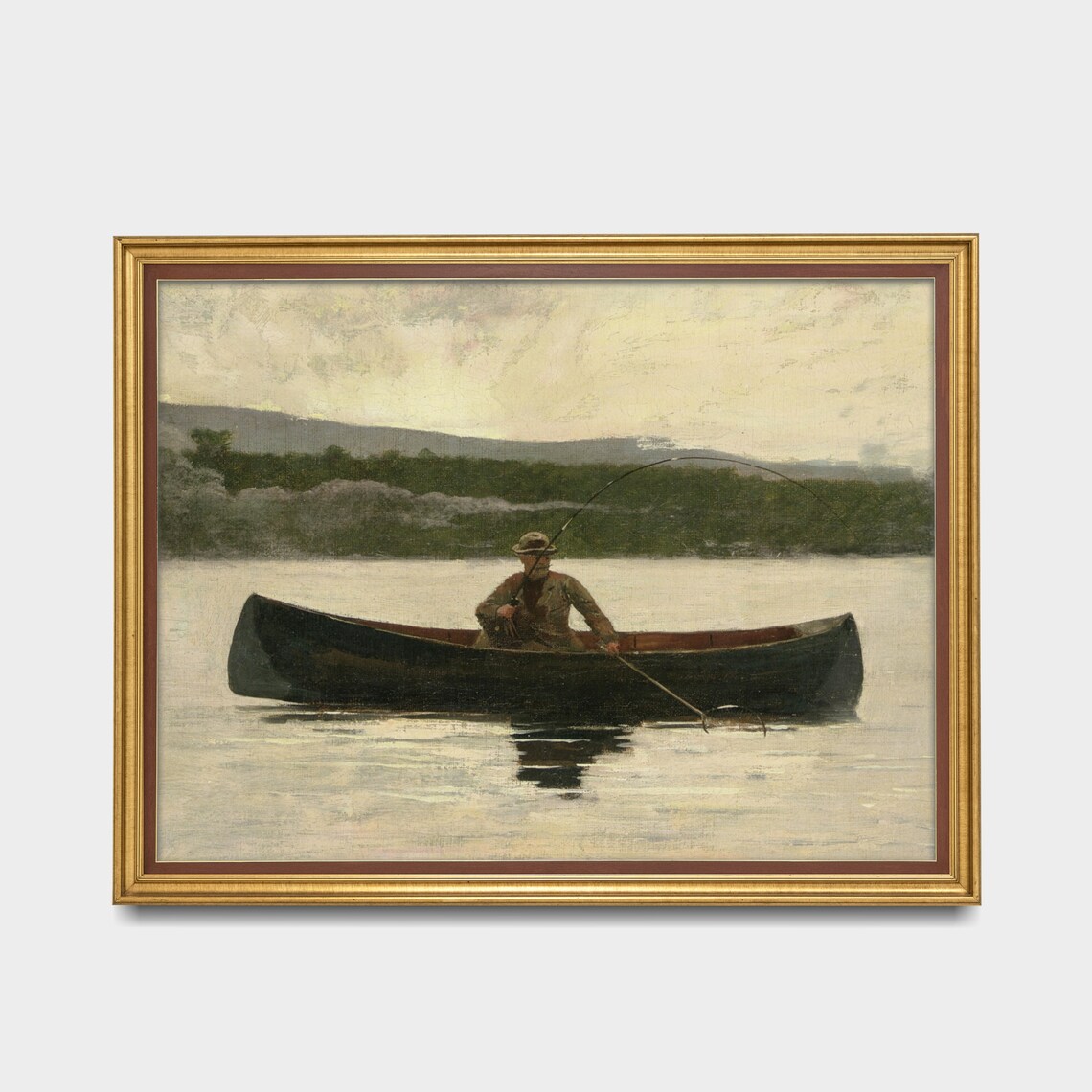 Vintage Lake and River Landscape Art Print, Farmhouse - Image 3