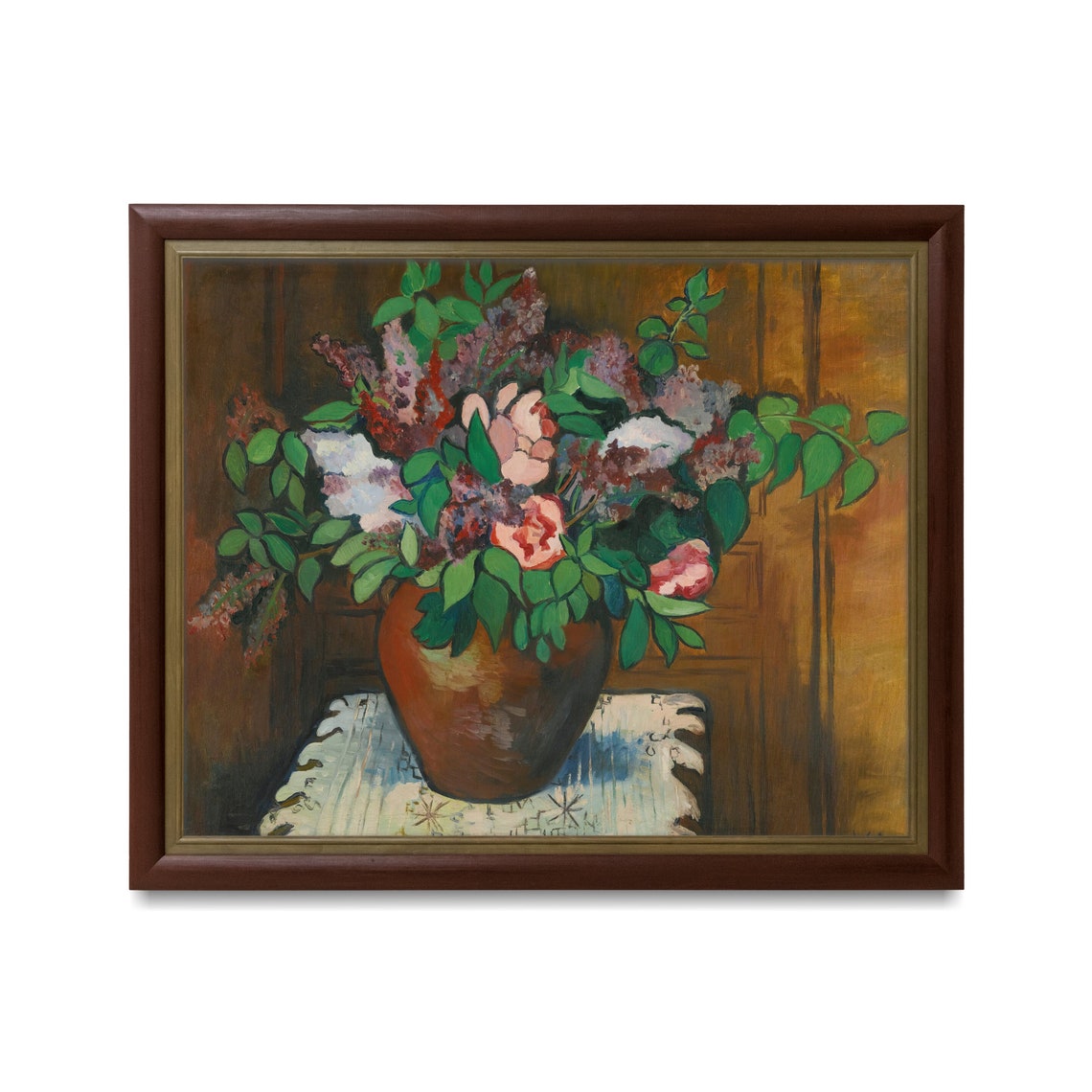 Lilacs And Roses In A Terracotta Vase Vintage Floral Still Life Poster - Image 3