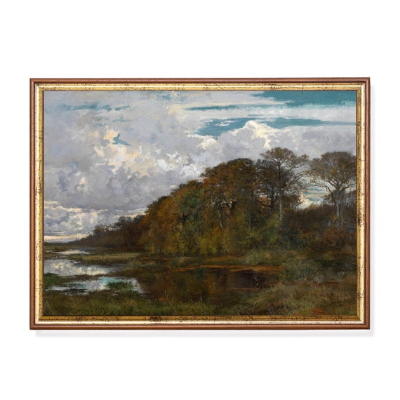 Printed And Shipped Landscape Painting Vintage Wall Art Antique Country Decor Moody Rustic Print Nature Scenery Artwork Fine Art