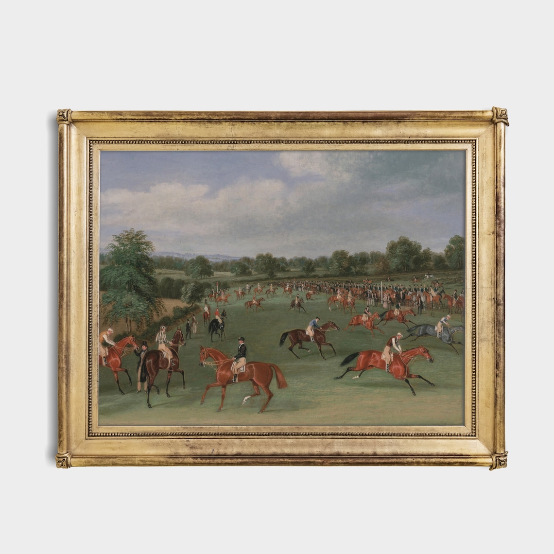Vintage Horse Racing Painting Antique Equestrian Race Day Wall Art - Image 4