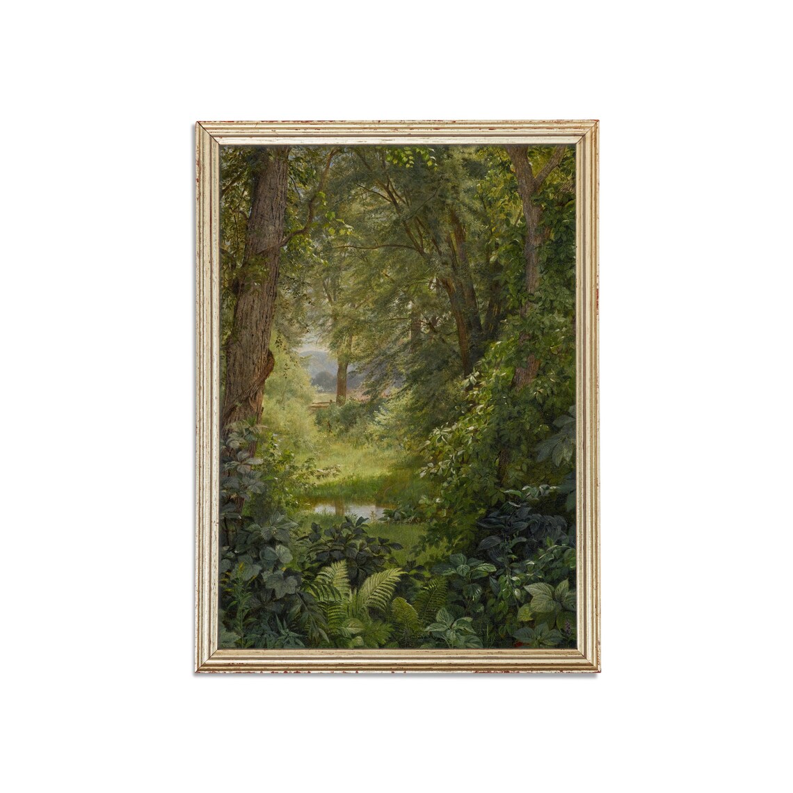 Vintage Landscape Painting, Farmhouse Forest Print - Image 3