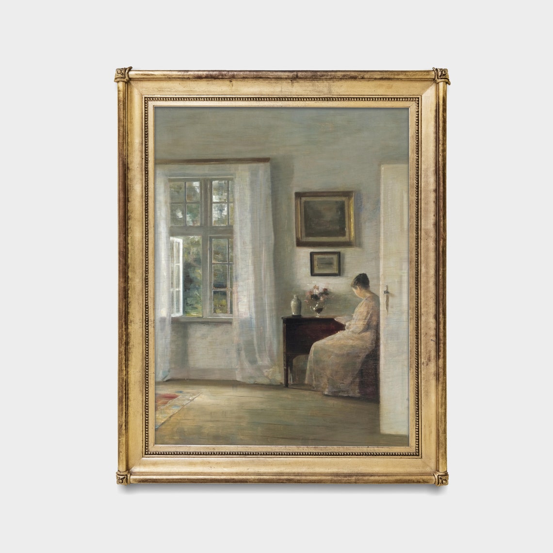 Woman Reading by a Tall Window in a Quiet Sunlit Room Poster - Image 4
