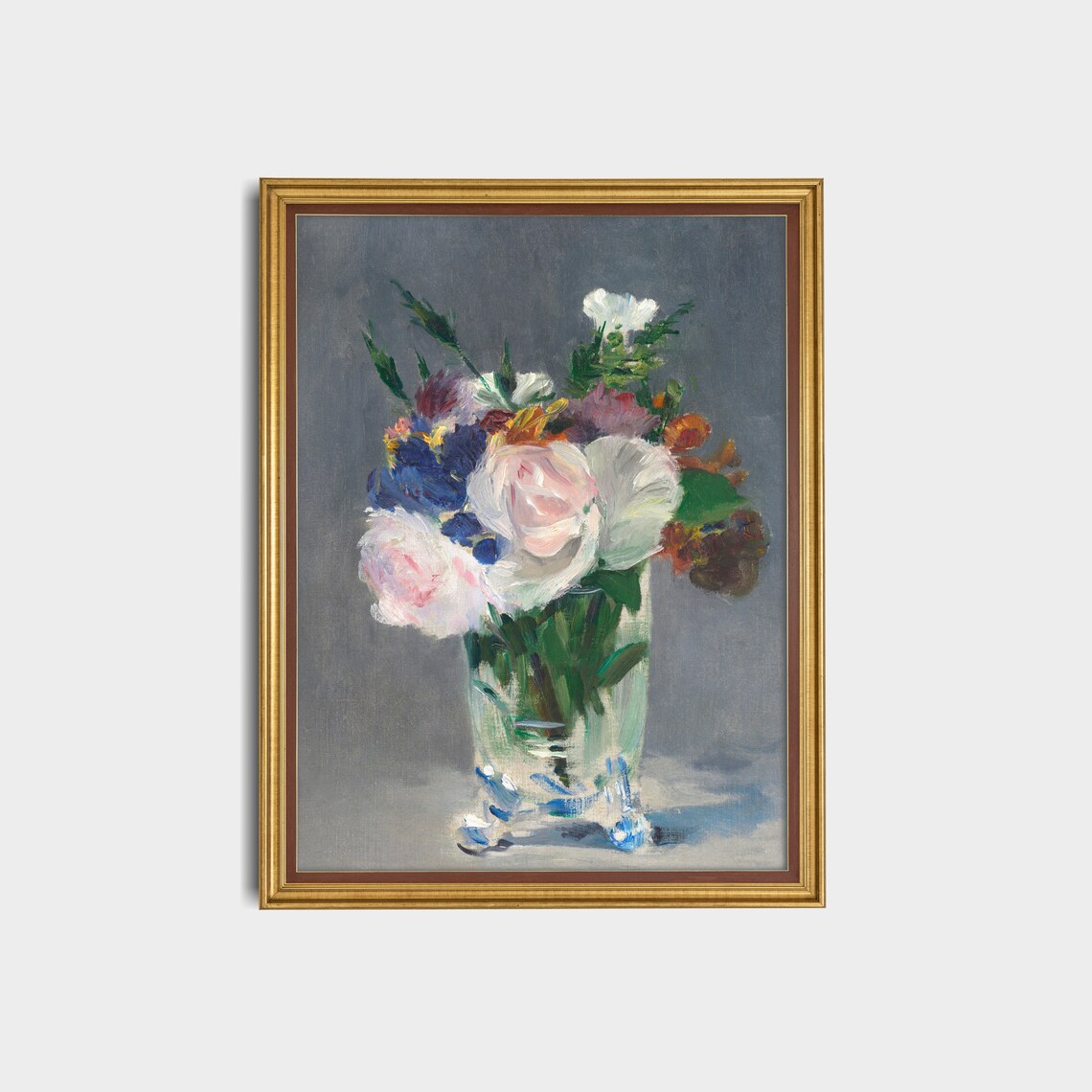 Mixed Bouquet in Glass Vase Impressionist Floral Painting Poster - Image 2