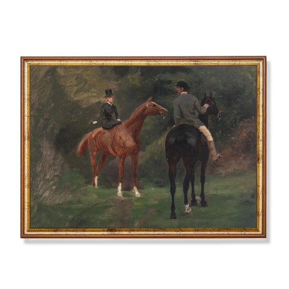 Printed And Shipped Vintage Horse Painting Antique Equestrian Print Farm Animal Art Moody Rustic Print Fine Art Physical Prints