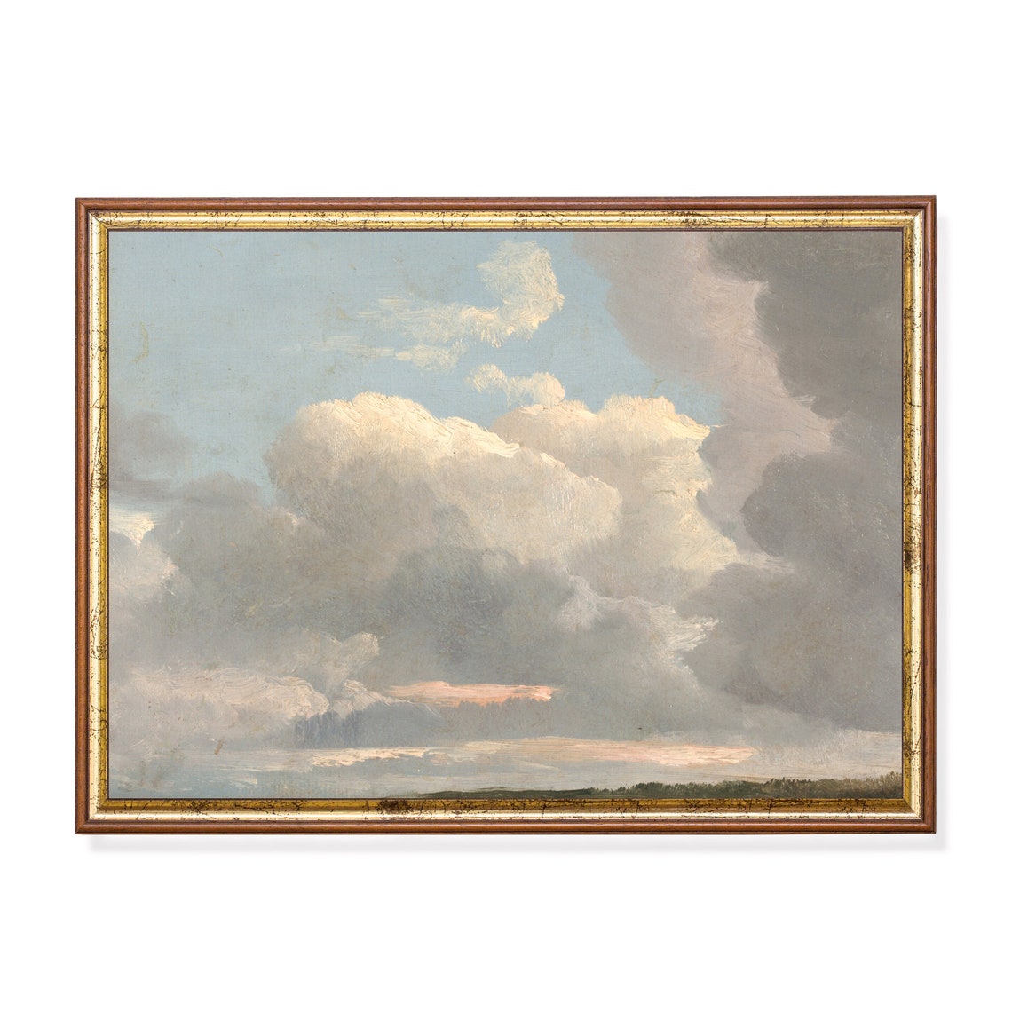 Vintage Cloud Painting Antique Cloud Study Sky Fine Print Wall Art Farmhouse Decor 19th Century Art