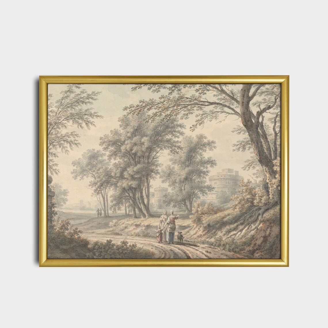 Romantic Italian Countryside Watercolor Rome Countryside Walk Poster - Image 2