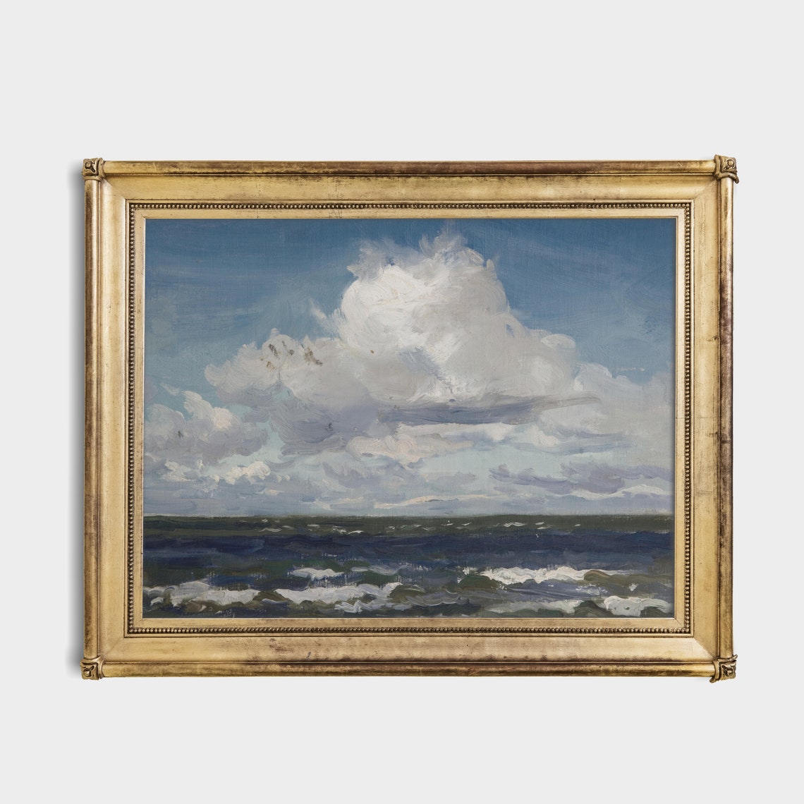 Vintage Ocean Cloud Study Dramatic Seascape Oil Painting Wall Art - Image 3