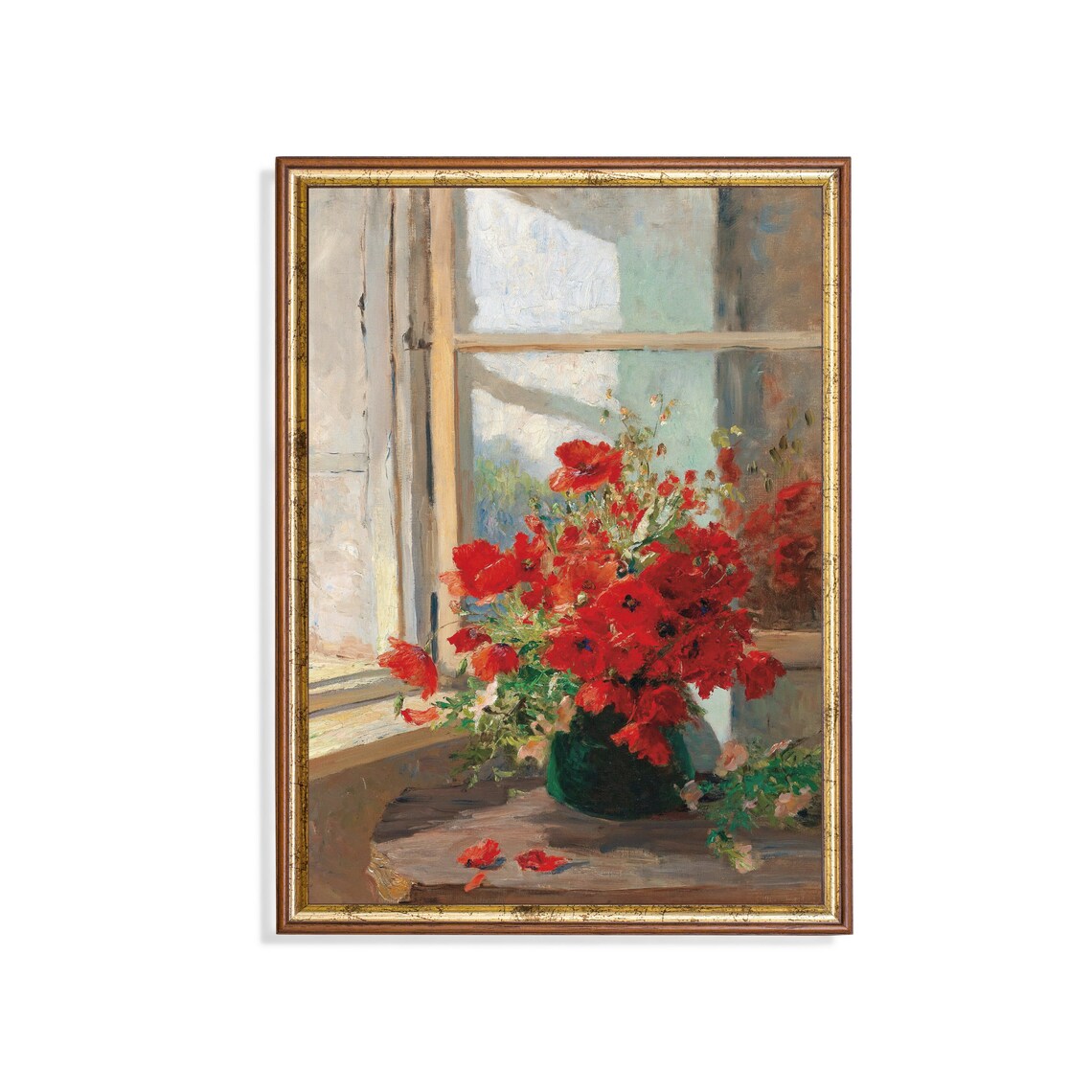 Vintage Still Life With Flowers, Rustic Art Print