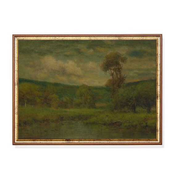 Printed And Shipped Vintage Landscape Painting Antique Country Landscape Moody Rustic Print Nature Forest Fine Art Mailed Print