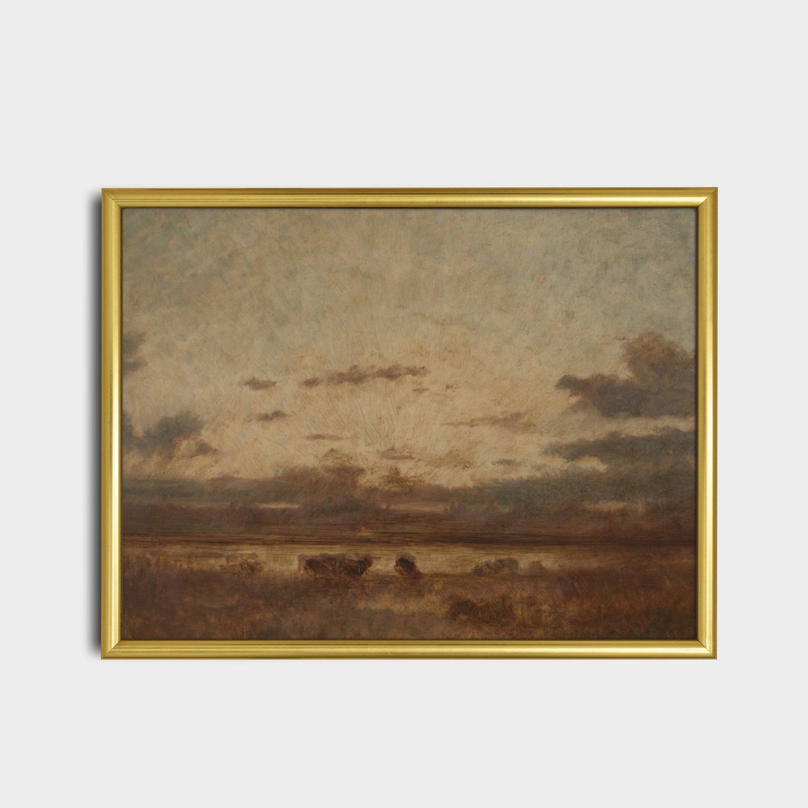 Cattle Grazing in a Marsh Meadow Under a Dramatic Moody Sky Poster - Image 5