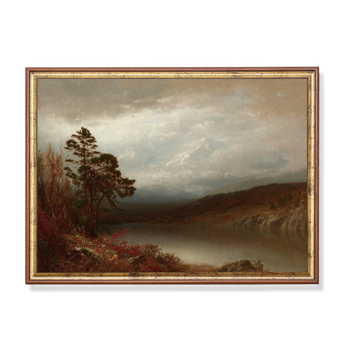 Vintage Autumn Landscape Art Print, Rustic Moody