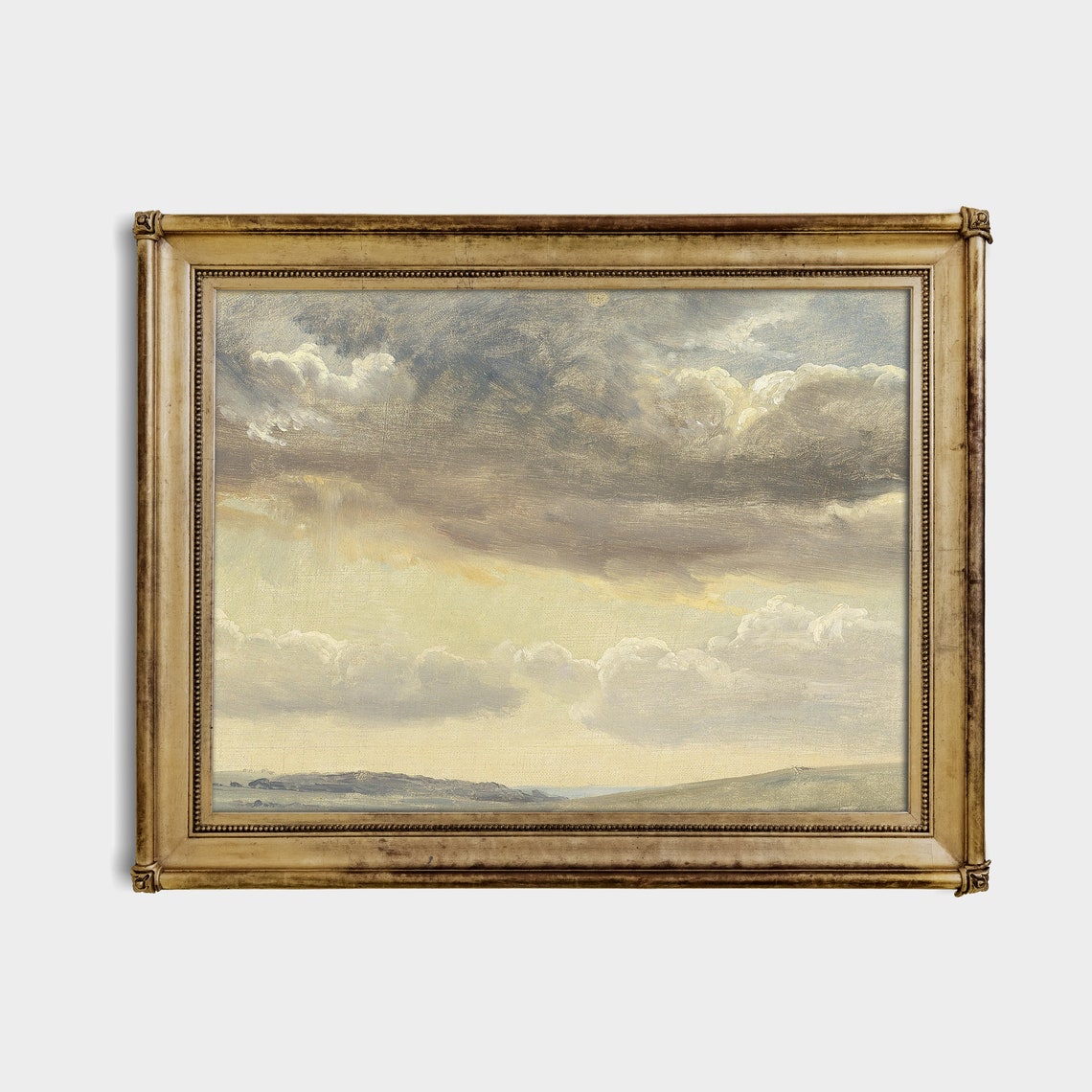 Dramatic Cloud Study over Distant Hills Antique Sky Painting Poster - Image 3