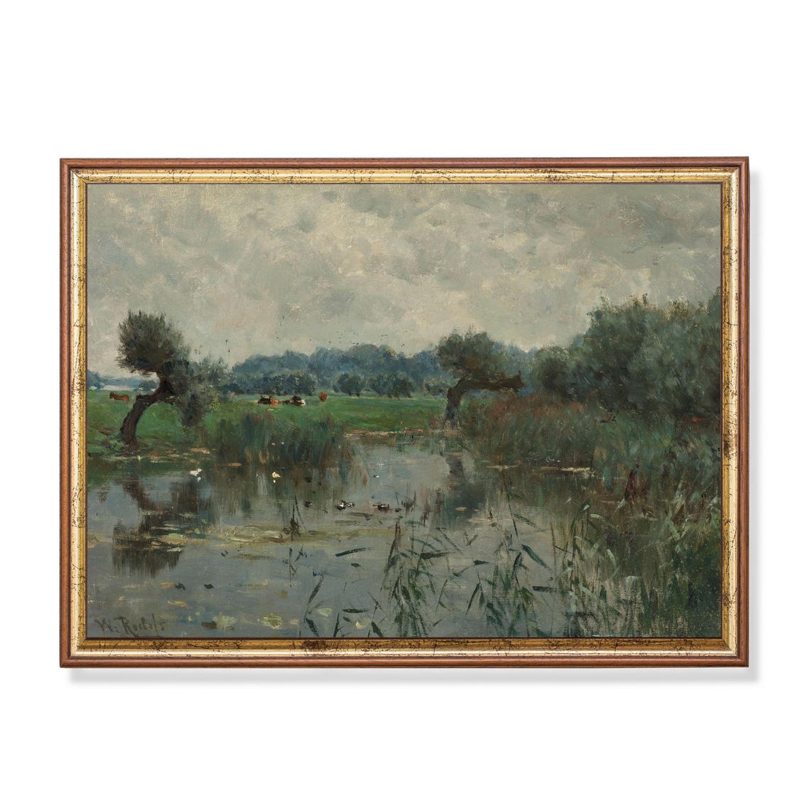 Water Meadows River Scene Willem Roelofs Dutch Landscape Poster
