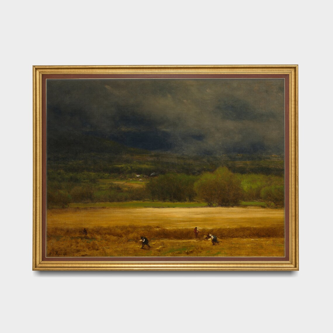 Wheat Field Vintage Painting, Rustic Farmhouse Art Print - Image 3
