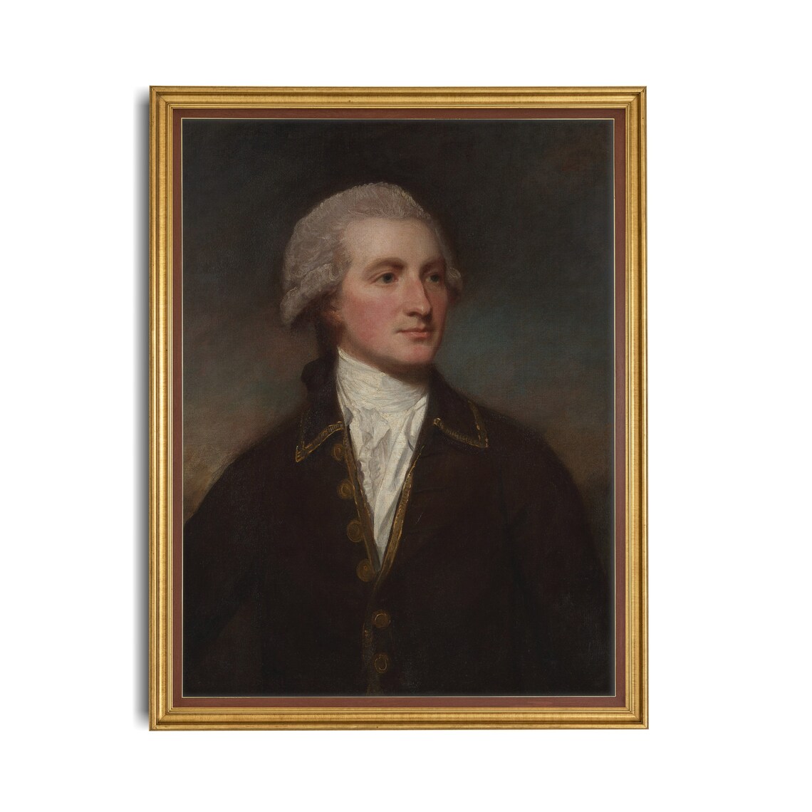 Officer in Dark Coat and White Cravat 18th Century Portrait Poster - Image 2