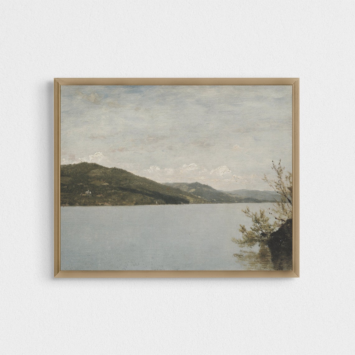 Calm Lake Beneath Green Hills Peaceful Tranquil Waterscape Poster - Image 2