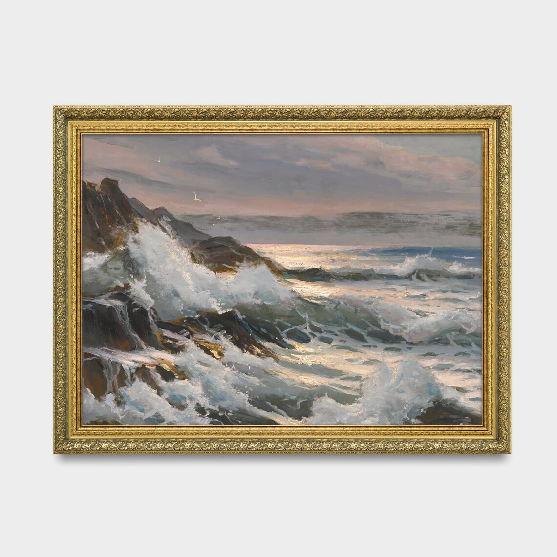 Vintage Seascape Painting, Coastal Art Print - Image 3