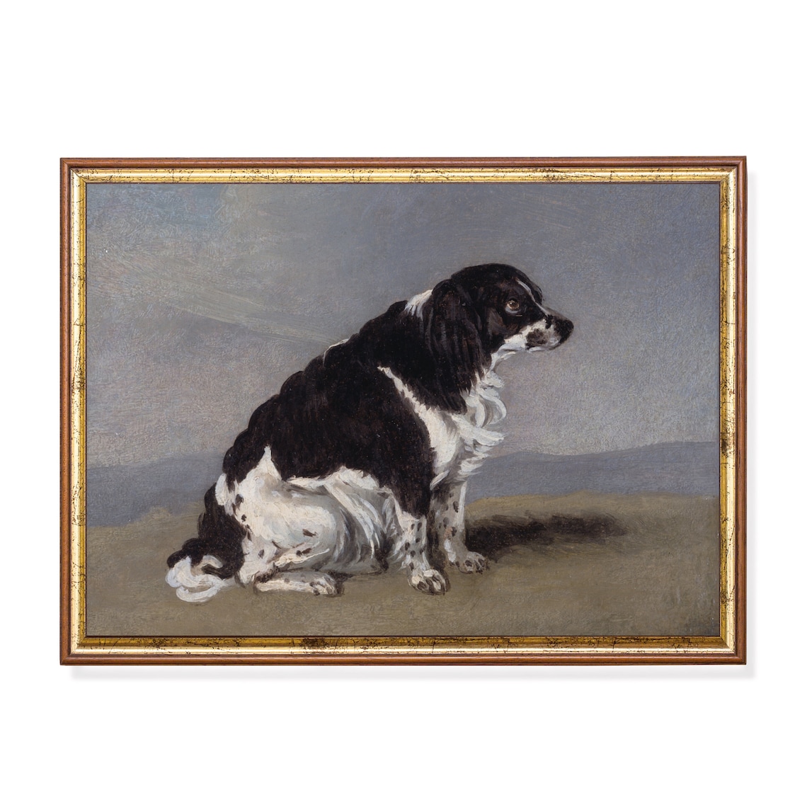 Vintage Dog Painting, Rustic Farmhouse Wall Art